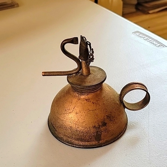 Vintage Copper Finger Kerosene Oil Lamp/Lamp Filler - Picture 1 of 3